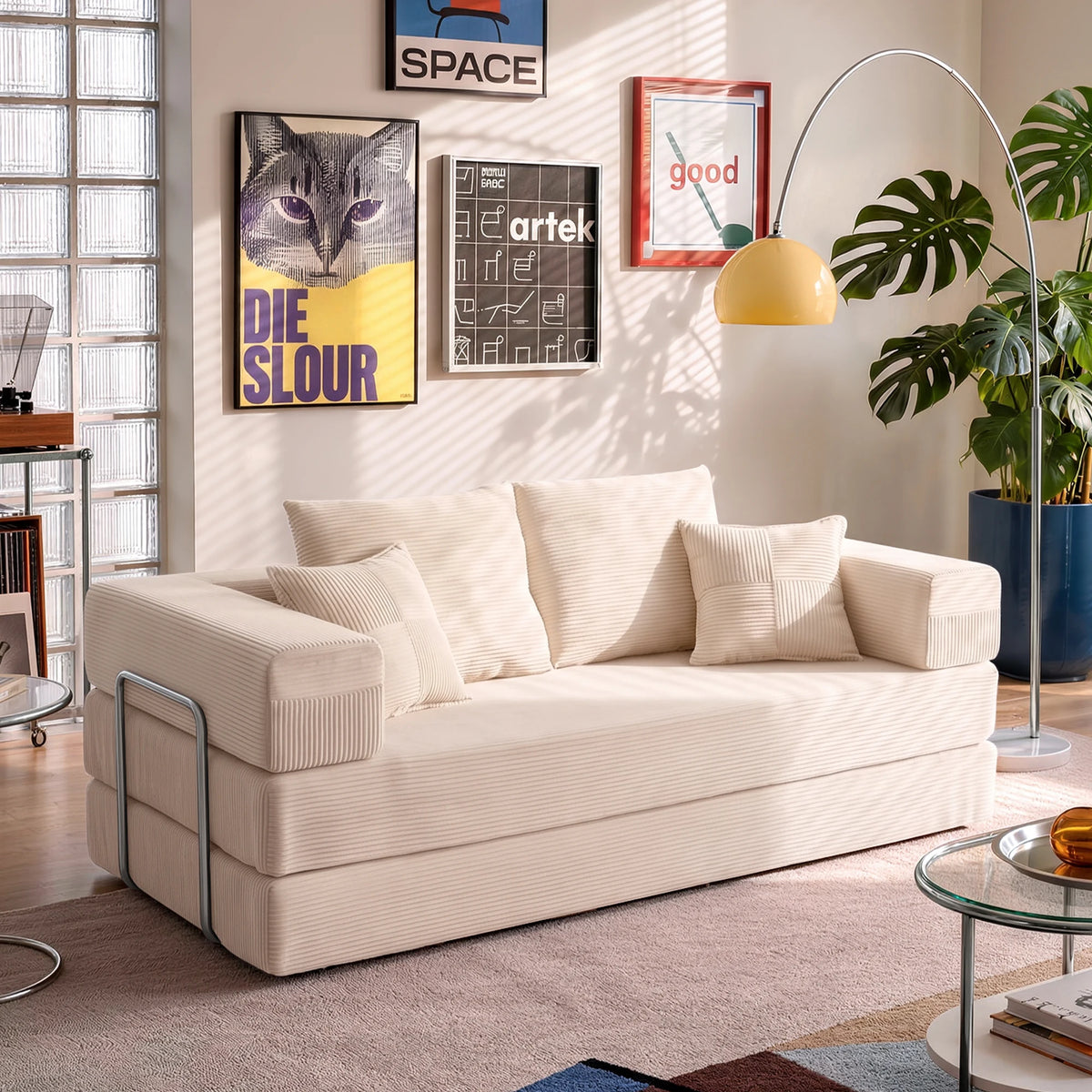 Canapé-lit Sillon coloris crème