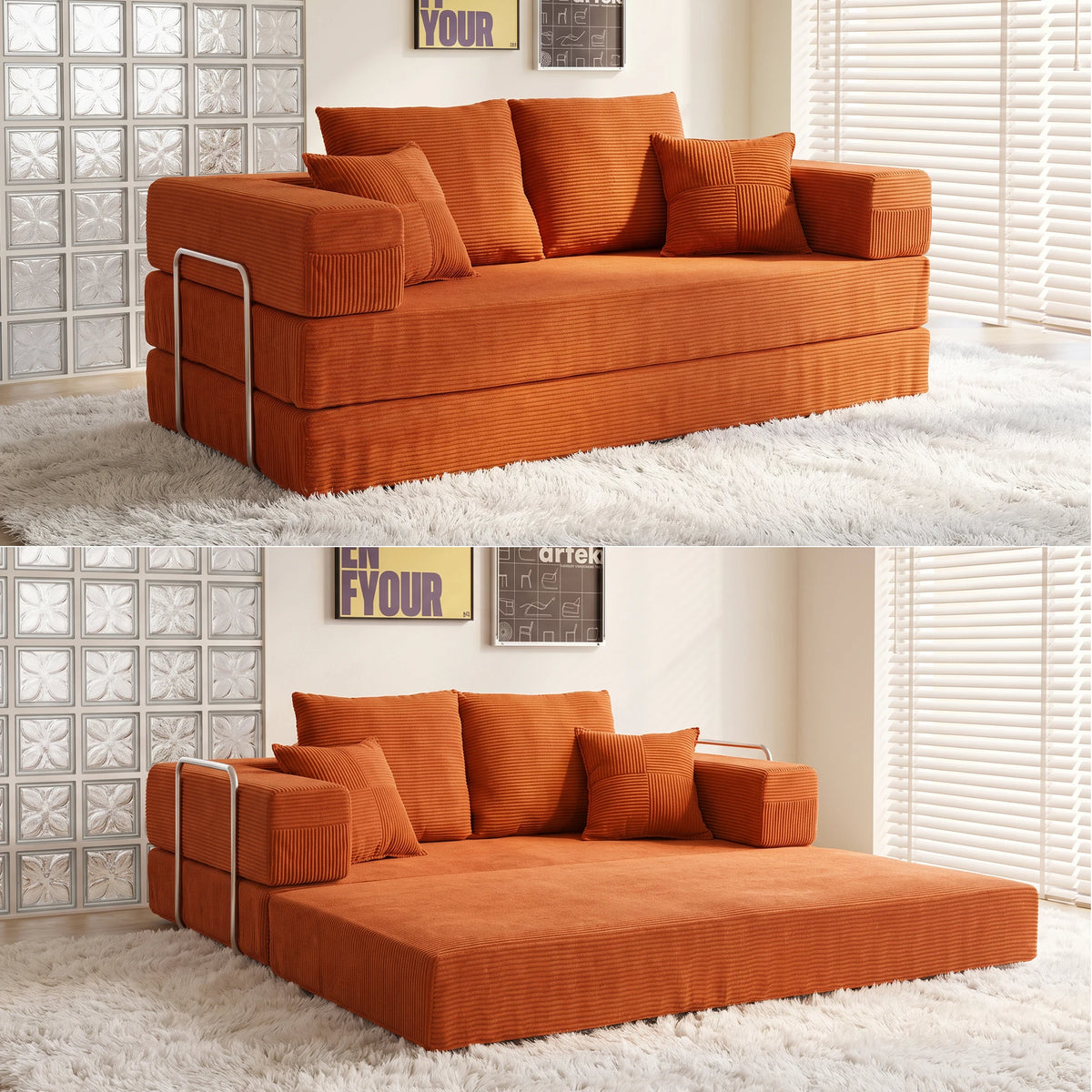 Soirée film sur le canapé-lit Sillon déplié