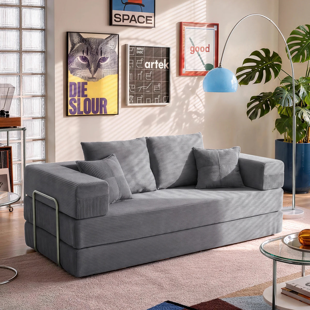 Canapé-lit Sillon coloris gris perle